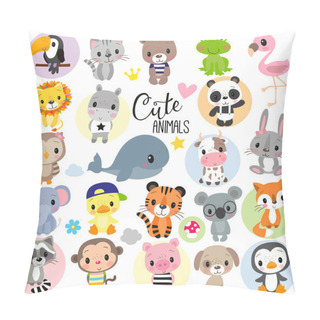 Personality  Cute Cartoon Animals On A White Background Pillow Covers