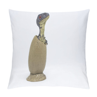 Personality  Baby Velociraptor Coming Out Of The Egg Isolated On White Background Pillow Covers