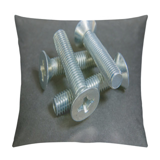 Personality  Bolts On Grey. Four Bolts Grid (focus At Centre) Pillow Covers