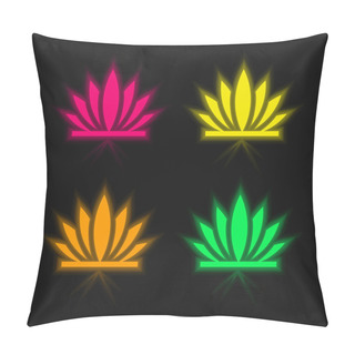 Personality  Agave Four Color Glowing Neon Vector Icon Pillow Covers