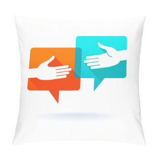 Personality  Dialog Bubbles With Shaking Hands Pillow Covers