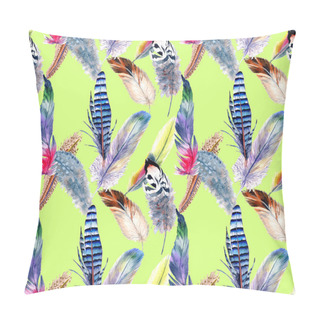Personality  Watercolor Bird Feather Pattern From Wing. Pillow Covers