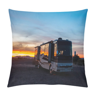 Personality  Quartzite, AZ, USA - January 3, 2020: Enjoying The Captivated View From Our RV Pillow Covers