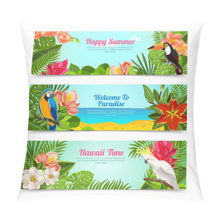 Personality  Tropical Island Flowers Horizontal Banners Set Pillow Covers