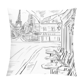 Personality  Street In Paris -sketch  Illustration  Pillow Covers