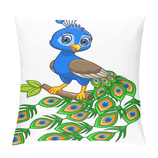 Personality  Beautiful Peacock Cartoon On White Background Pillow Covers