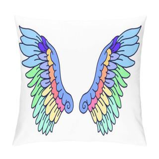 Personality  Angel Wings Illustration, Colorful Hand Drawn Wings, Wings Background, Cute Wings For Photo Shot, Illustration Angel Wings Pillow Covers