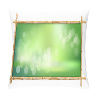Personality  Rectangle Vector Illustration Of Square Brown Bamboo Stems Border Frame, Green Blur Bokeh Background Inside Isolated On White. Abstract Spa Beach Concept Tropical Signboard With Empty Place For Text. Pillow Covers
