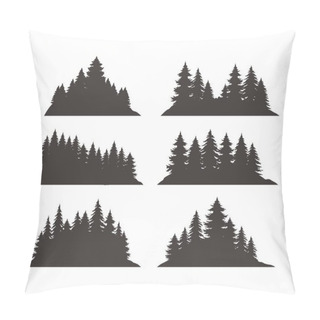 Personality  Set Of Vintage Pine Tree Silhouettes, Vector Trees Elements For Forest Landscape,  Design For Mobile Apps Or Games Vector Illustration Pillow Covers