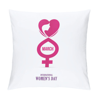 Personality  March 8th International Womens Day Poster Design. Heart Shape With Girl Face And Venus Gender Symbol. Health And Beauty Concept. Pillow Covers