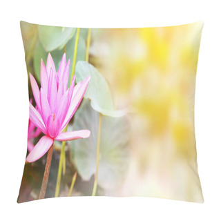 Personality  Horizontal Banner With Beautiful Pink Lotus Flower Pillow Covers