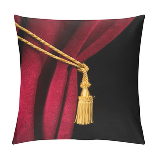 Personality  Red Velvet Curtain With Tassel Pillow Covers
