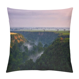 Personality  Kyambura Gorge, Magnificent Valley Of Apes In The Queen Elizabeth National Park In Uganda. Africa Morning Landscape With Forest. Savannah With Gorge And Tress. Uganda Nature Sunrise.   Pillow Covers