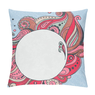 Personality  Round Ornamental Frame On Blue Winter Background Pillow Covers