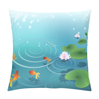 Personality  Pond With Goldfish Pillow Covers