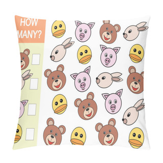 Personality  How Many Heads Of Animals. Mathematical Game For Children Pillow Covers