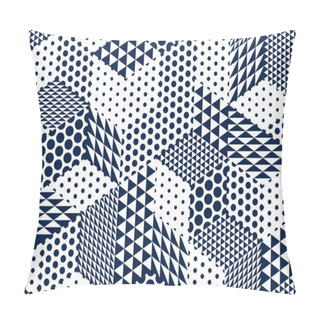 Personality  Seamless Dotted Cubes Vector Background, Dots And Triangles Boxes Repeating Tile Pattern, 3D Architecture And Construction, Geometric Design. Pillow Covers