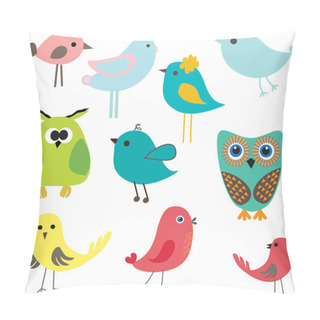 Personality  Set Of Different Cute Birds. Pillow Covers