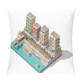 Personality  Vector Isometric Town Street Pillow Covers