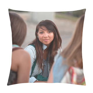 Personality  Young Girl With Calm Smile Pillow Covers