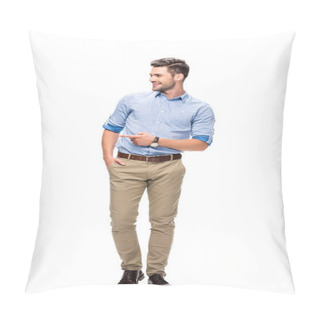 Personality  Handsome Man Pointing At Side Pillow Covers