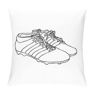 Personality  Pair Of Football Shoes. Hand Drawn Linear Vector Illustration. Pillow Covers