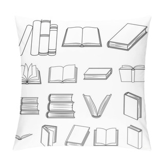 Personality  Book In The Binding Outline Icons In Set Collection For Design. Printed Products Vector Symbol Stock Web Illustration. Pillow Covers