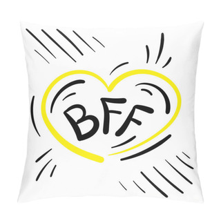 Personality  Hand Drawn BFF. Best Friends Forever Drawing, Friendship Lettering, Friend Print, Handwriting Sketchy Vector Illustration Pillow Covers
