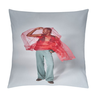 Personality  Merry African American Doctor With Glasses Waving At Mobile Phone Camera And Smiling Happily Pillow Covers