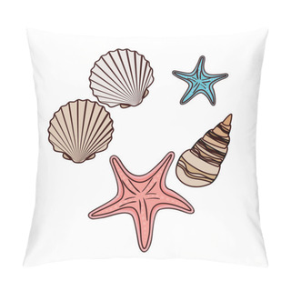 Personality  Cute Seashells On The Sea In White Background Pillow Covers