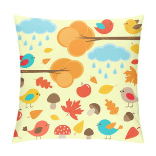Personality  Birds In Autumn Forest Pillow Covers