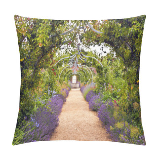 Personality  Colourful English Summer Flower Garden With A Path Under Archway Pillow Covers