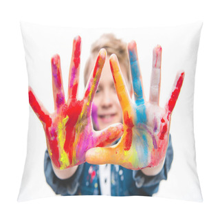 Personality  Excited Schoolboy Artist  Pillow Covers