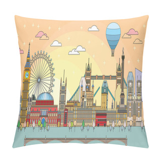 Personality  London Colorful Line Art 5 Pillow Covers