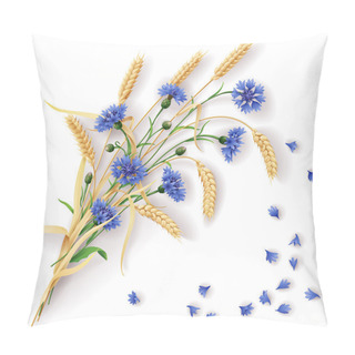 Personality Cornflowers And Wheat Ears Bunch  Pillow Covers