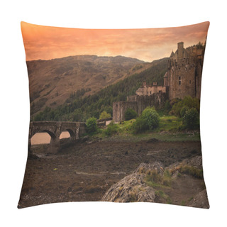 Personality  Eilean Donan Castle, A Picturesque Castle On A Small Tidal Island Where Three Sea Lochs Meet, In The Village Of Dornie. Pillow Covers