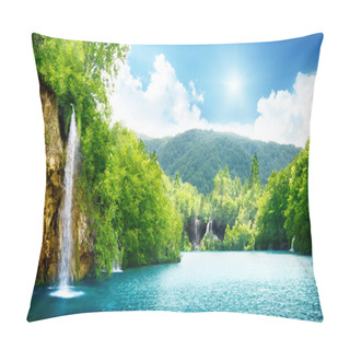 Personality  Waterfall In Deep Forest Pillow Covers