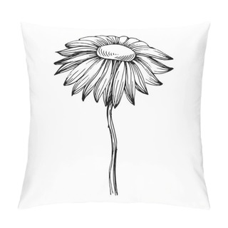 Personality  Chrysanthemum By Hand Drawing. Floral Tattoo Highly Detailed In Line Art Style. Flower Tattoo Concept. Black And White Clip Art Isolated On White Background. Antique Vintage Engraving Illustration. Pillow Covers