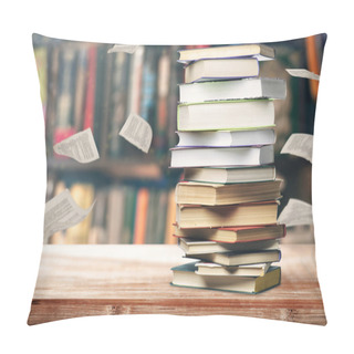 Personality  Books On Wooden Table Pillow Covers
