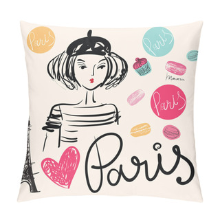 Personality  Eiffel Tower And Woman Pillow Covers