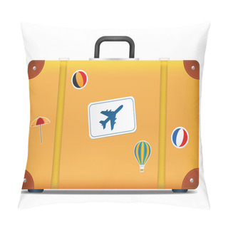 Personality  Vintage Suitcase With Funky Stickers Pillow Covers