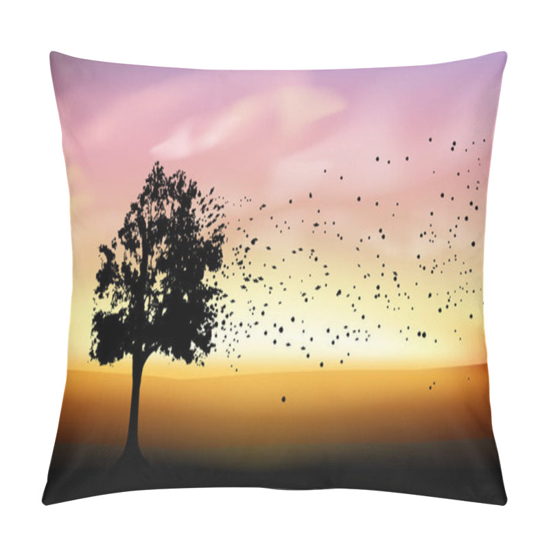 Personality  tree silhouette at sunset pillow covers