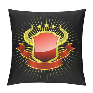 Personality  Golden Shield With Red Ribbon Pillow Covers