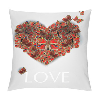 Personality  Vector Heart Of Butterflies. Pillow Covers