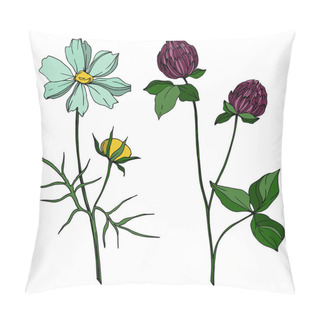 Personality  Vector Wildflower Floral Botanical Flowers. Black And White Engraved Ink Art. Isolated Wildflowers Illustration Element. Pillow Covers