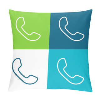 Personality  Auricular Of Phone Flat Four Color Minimal Icon Set Pillow Covers
