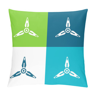 Personality  Blades Flat Four Color Minimal Icon Set Pillow Covers