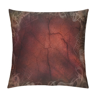 Personality  Hell Cobweb And Smoke Background For Halloween Red Cracked Wall Pillow Covers