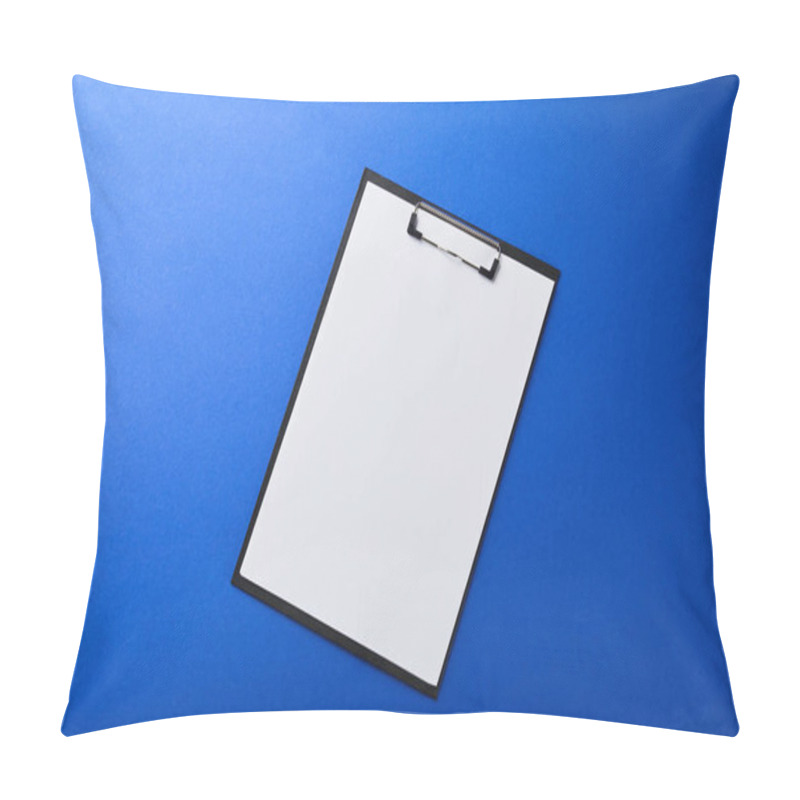 Personality  Folder With Empty Paper Isolated On Blue Pillow Covers