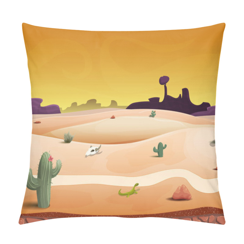 Personality  Seamless cartoon desert evening landscape pillow covers